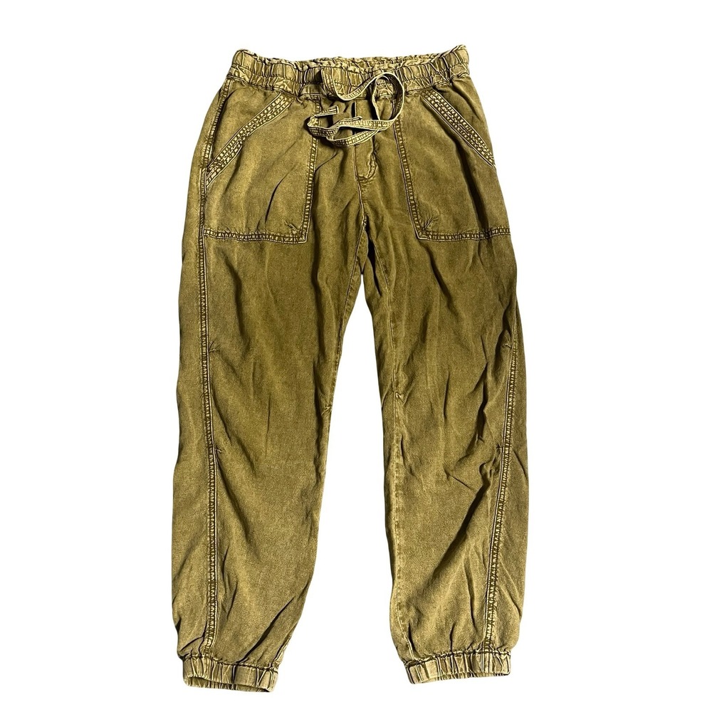 Anthropologie Women S Olive Green Linen Blend Jogger Pants OBI129981 RN66170